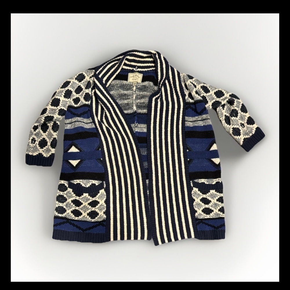 Lucky Brand Sweater Womens XS/S Aztec Knit Cardigan Open Front